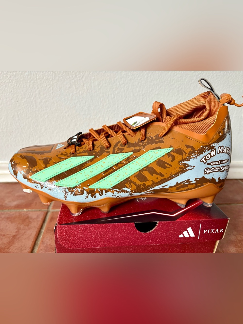 Size 13 - Adidas Pixar Cars Mater Adizero Impact II Mid Football Cleats KJ2865 - Picture 5 of 14